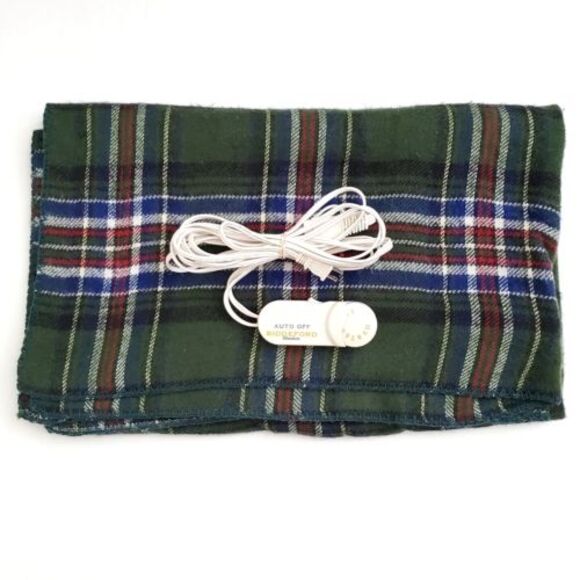Biddeford Green Plaid Throw Blanket 50"x60" TC138A Electric Remote Tested Works‎ - Picture 1 of 5